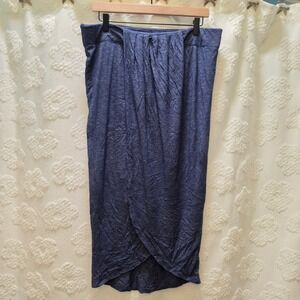 Dolan Left Coast Collection‎ Blue Space Dye Faux Wrap Tulip Midi Skirt XL USA